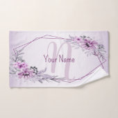 Monogram Naam Roze Floral Violet Paars Lijst Bad Handdoek (Handdoek)