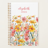 Monogram Naam Roze Gele Wilde Bloemen Bloemen Planner (Voorkant)