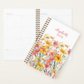 Monogram Naam Roze Gele Wilde Bloemen Bloemen Planner (Display)