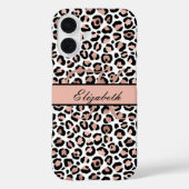 Monogram naam roze goud zwart luipaardprint Case-Mate iPhone case (Achterkant)
