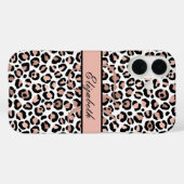 Monogram naam roze goud zwart luipaardprint Case-Mate iPhone case (Achterkant (horizontaal))