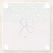 Monogram naam Roze grijze zilversterren Trendy Glazen Onderzetter (Achterkant)