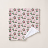 Monogram Naam Roze Roses Floral Shabby Chic Bad Handdoek (Wasdoekje)