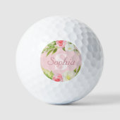 Monogram Naam Roze Waterverf Floral Golfballen (Voorkant)