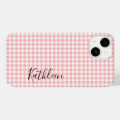 Monogram Naam Roze Witte Gingham Geruit Case-Mate iPhone Case (Achterkant (horizontaal))