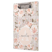 Monogram Naam Rustic Wood &  Rozen Romantic Klembord (Links)