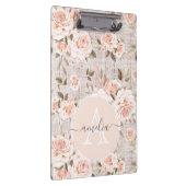 Monogram Naam Rustic Wood &  Rozen Romantic Klembord (Rechts)