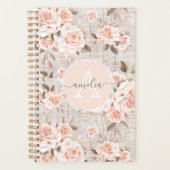 Monogram Naam Rustic Wood & Rozen Romantic Planner (Voorkant)