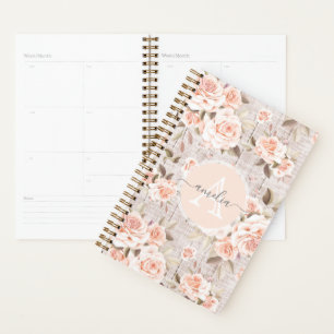 Monogram Naam Rustic Wood & Rozen Romantic Planner