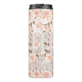 Monogram Naam Rustic Wood &  Rozen Romantic Thermosbeker (Achterkant)