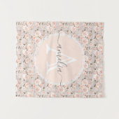 Monogram Naam Rustic Wood &  Rozen Romantic Wandkleed (Voorkant (horizontaal))