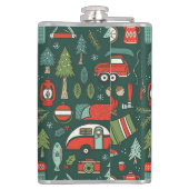 Monogram Naam Rustieke Kerst Kamperen Heupfles (Achterkant)