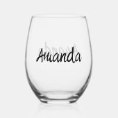 Monogram Naam Script Aangepast Wijnglas Zonder Voet (Voorkant)
