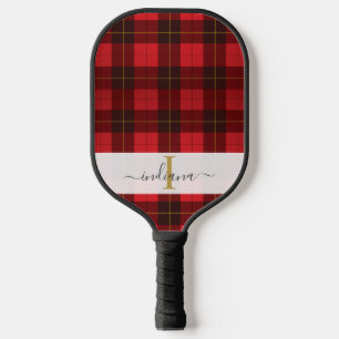 Monogram naam script geruite groene tartan pickleball paddle