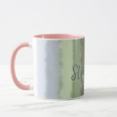 Monogram naam script ombre groen poeder paarse mok (Links)