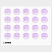 Monogram Naam Script Paars Ronde Sticker (Vel)