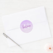 Monogram Naam Script Paars Ronde Sticker (Envelop)