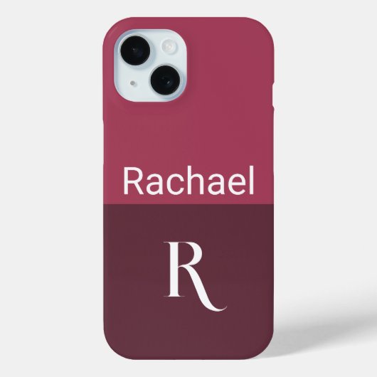 Monogram Naam Stijlvolle Bourgogne Case-Mate iPhone Case (Achterkant)