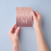 Monogram Naam Tekst Roos Gold Blush Glitter Flyer (Hand)
