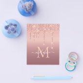 Monogram Naam Tekst Roos Gold Blush Glitter Flyer (Enkel)