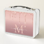 Monogram Naam Tekst Roos Gold Blush Glitter Sparkl (Achterkant)