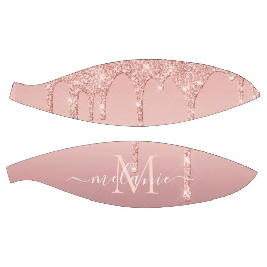 Monogram Naam Tekst Roos Gold Blush Glitter Sparkl Basketbal (Panelen)