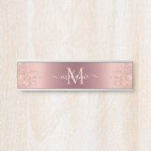 Monogram Naam Tekst Roos Gold Blush Glitter Sparkl Deurbordje (Voorkant)