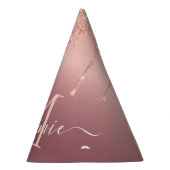 Monogram Naam Tekst Roos Gold Blush Glitter Sparkl Feesthoedjes (Rechts)