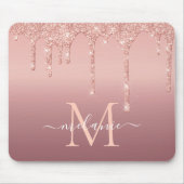 Monogram Naam Tekst Roos Gold Blush Glitter Sparkl Muismat (Voorkant)