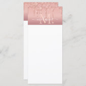 Monogram naam tekst roze goud roze glitter menu (Voorkant / Achterkant)