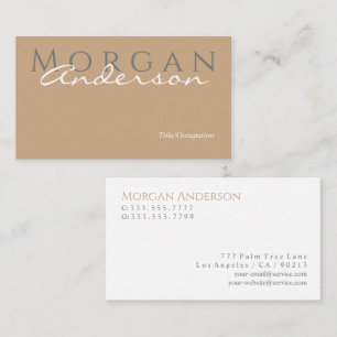 Monogram Naam Titel & Info, Tan Grey White Visitekaartje