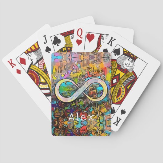 Monogram | Naam toevoegen | Infinesymbool Pokerkaarten (Achterkant)