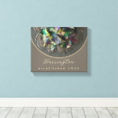 Monogram Naam Vastgesteld Jaar Abstract Boho Brown Canvas Afdruk (Insitu (Houten vloer))