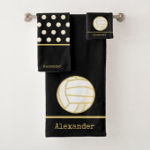 Monogram naam Volleyball Gold Black Bad Handdoek (Insitu)