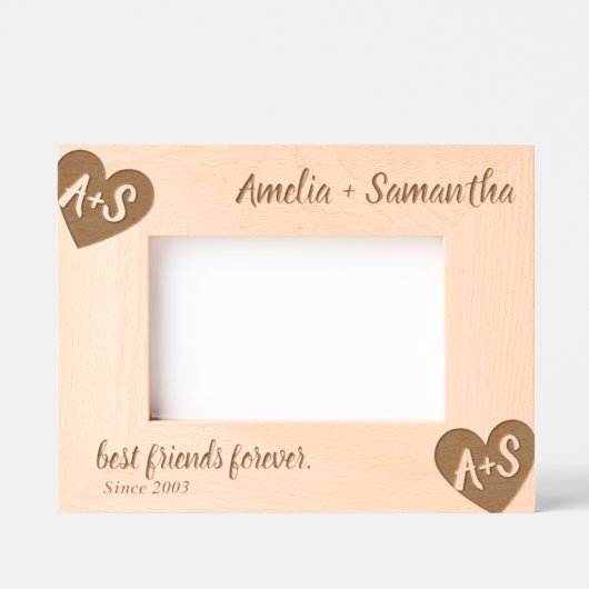 Monogram Naam Vrienden Custom Wood Lijsten Gegraveerde Lijstjes (Voorkant)