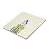 Monogram Naam Waterverf Gele affodils Stripes Tegeltje (Zijkant)