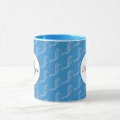 Monogram naam White Seahorse Skeleton Pattern Mok (Midden)