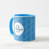 Monogram naam White Seahorse Skeleton Pattern Mok (Voorkant links)