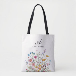 Monogram Naam Wildflower Boho Chic Draagtas