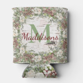 Monogram naam Winter Woodland White Rose Pinecone Blikjeskoeler (Achterkant)