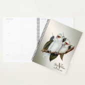 Monogram naam Witte vogels Cockatau Green Leaves Planner (Display)