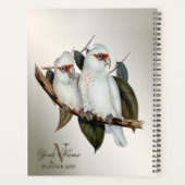 Monogram naam Witte vogels Cockatau Green Leaves Planner (Achterkant)