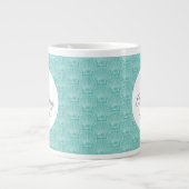 Monogram Naam Witte Zee Shell Pattern Beach House Extra Grote Beker (Voorkant)