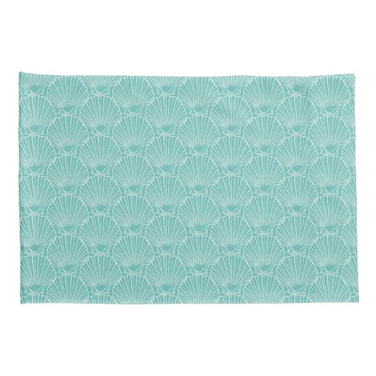 Monogram Naam Witte Zee Shell Pattern Beach House Kussensloop (Achterkant-Rechts)