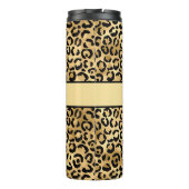 Monogram naam Zwart Gold Leopard Cheetah Afdruk Thermosbeker (Achterkant)