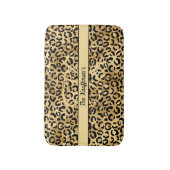 Monogram naam Zwart Gold Leopard Print Cheetah Badmat (Voorkant Verticaal)