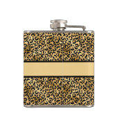 Monogram naam Zwart Gold Leopard Print Cheetah Heupfles (Achterkant)