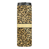 Monogram naam Zwart Gold Leopard Print Cheetah Thermosbeker (Achterkant)