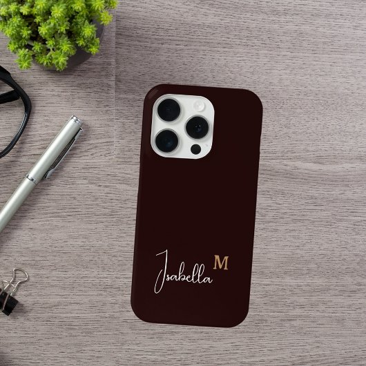 Monogram naam zwart goud Case-Mate iPhone case