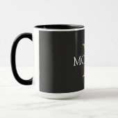 Monogram & naam, zwart, goud en witte tekst mok (Links)